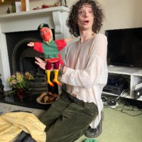 Spike meets John Pole's Mr Punch for the very first time Spike meets John Pole's Mr Punch for the very first time